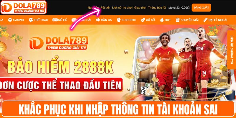 Khắc phục khi nhập thông tin tài khoản sai