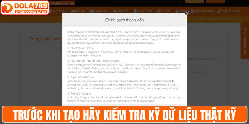 Trước khi tạo hãy kiểm tra kỹ dữ liệu thật kỹ
